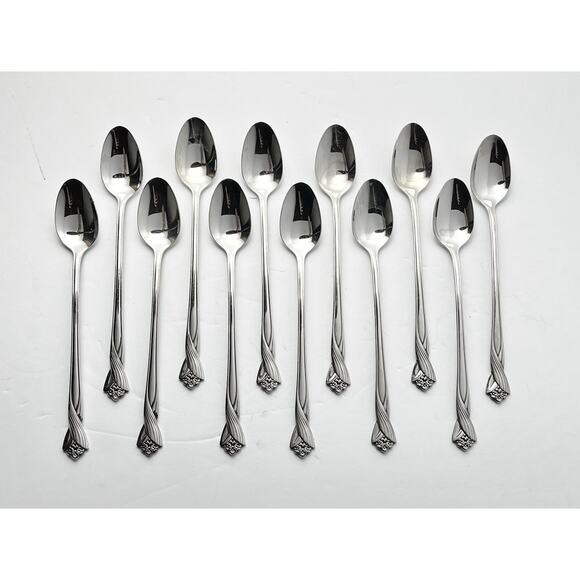 Oneida “Katrina” Set of 12 Stainless Iced Tea Spoons” 7 3/8”